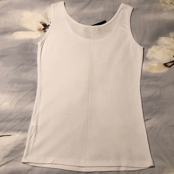 NWT - Embellished Slinky Material White Tank. Med - Picture 4 of 6